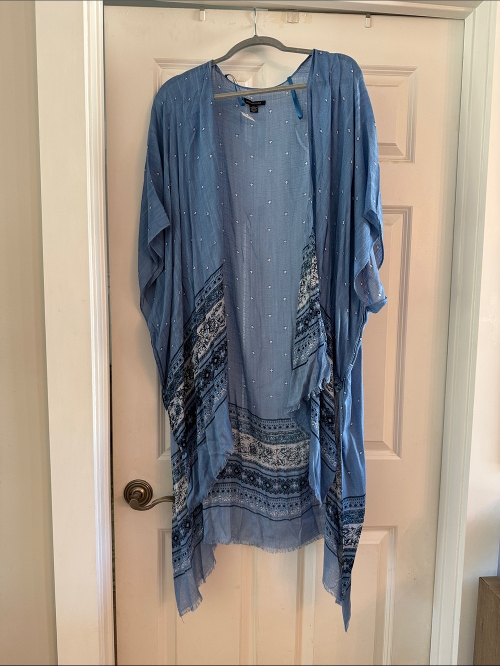 American Eagle Outfitters Light Blue Printed Kimono